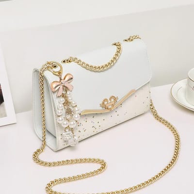 Nieuwe Stijl Dames Tas Herfst Koeienhuid Ketting Crossbody Tas Lichte Luxe Schoudertas Verjaardagscadeau voor Vriendin Vrouw beige