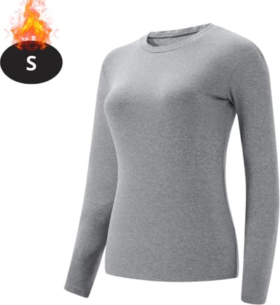 Bovista Thermokleding Dames - Thermoshirt - Polyester - Winter - Lange Mouwen - Lichtgrijs - S