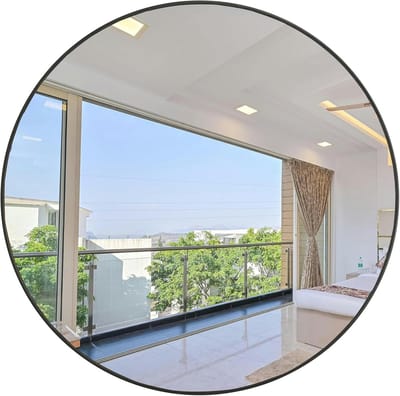 Ronde Muurspiegel - Spiegel Rond - Interieur Decoratie - Gehard Glas - 60 cm - Zwart