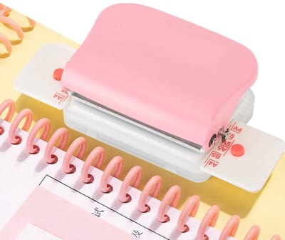 Dailygoods - Handmatige Gatenperforator - Perforator voor A4 B5 A5 - Roze - Ideaal voor Losbladig Papier - Eenvoudig in Gebruik - 5 Vellen in Één Keer