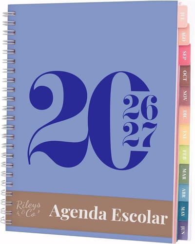 Schoolagenda A4 formaat 2026/2027 - Blauw - 20 x 15 cm - Typografische Academische Planner - Voor Studenten en Professionals