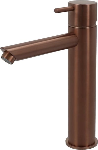 Hotbath Cobber - Wastafelmengkraan - zonder Waste - Laag - Geborsteld Koper PVD - Opbouw - Messing - V05