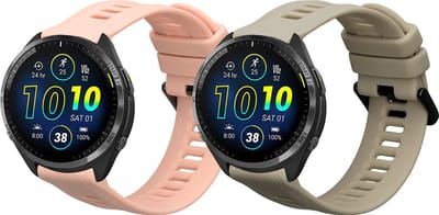 kwmobile 2x horlogebandjes geschikt voor Garmin Forerunner 965 / 965 Solar / Forerunner 955 / 955 Solar bandje - Smartwatch bandjes van TPU - Activity tracker horloge band in grijs / donkerroze