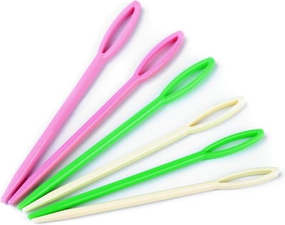 Kunststof borduurnaalden - plastic naalden - 6x naald - stompe punt - stomp - geschikt voor kinderen - 75mm - 7,5 cm lang