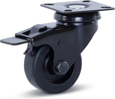 Meubel zwenkwiel zwart geremd met topplaat - 50mm - 40kg