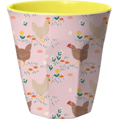 Rice pasen melamine beker hen print roze