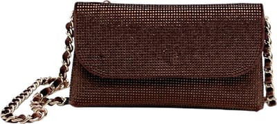 Flora & Co - clutch - avondtasje bling bling - handtas feestdagen - bruin