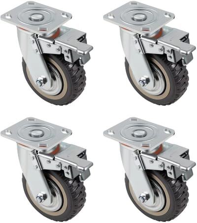MTTproducts- Zwenkwielen Heavy Duty - Zwenkwielen Set van 4 - Zwenkwielen met Rem - Transportwielen - Meubelwielen - Draagvermogen 1600 kg