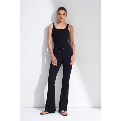 Mid-waist flare jersey broek met koordjes