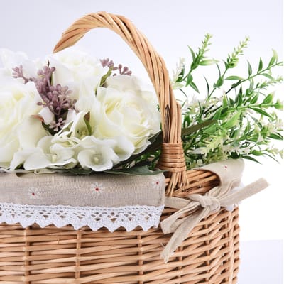 Panier de Rangement en Rotin Fait Main Ovale Panier de Rangement Pique-nique pour Intérieur Extérieur Type 2
