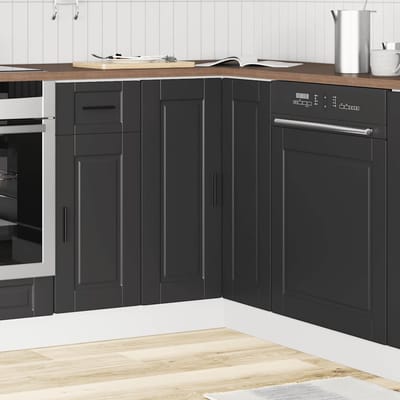 vidaXL - Keuken - hoekonderkast - "Porto" - bewerkt - hout - zwart