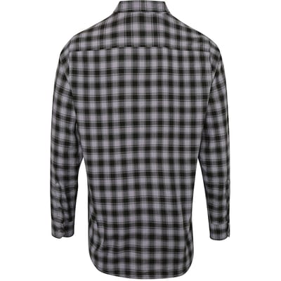 Premier Heren Mulligan Check shirt met lange mouwen (Staal/Zwart)