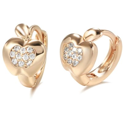 Luxe Schattige Appel Oorbellen Voor Meisjes Rosé Goud Natuurlijke Zirkonia Stud Oorbellen Kinderen Baby Kerstcadeaus Dierlijke Sieraden beige