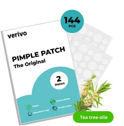 Verivo premium Pimple Patches - Pimple patch - 144 stuks - Acne Patches voor Dag en Nacht - Puisten Verwijderaar - Pimple patches - Huidreiniger - Acneverzorging - Huidvriendelijk - Tea tree olie