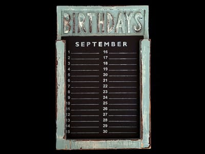 Verjaardagskalender 28x18cm zee blauw