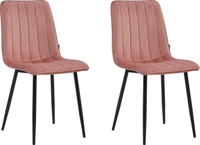 Colenis® - Eline Eetkamerstoel - Set Van 2 - Roze - Fluweel - Comfortabel en Modern Design - Metalen Poten - Voor Eetkamer, Woonkamer, Keuken