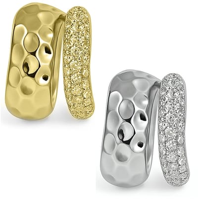 2 Paar Oormanchet Oorbellen zonder piercings, 14K Vrouwen Chunky Earcuff Oorbellen zonder clip-on gat voor kraakbeen voor meisjes, hypoallergeen, zilver+goud