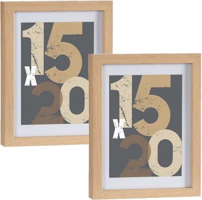 2x stuks houten fotolijst - bruin - 18 x 24 cm - fotolijstje - met passe-partout - decoratie