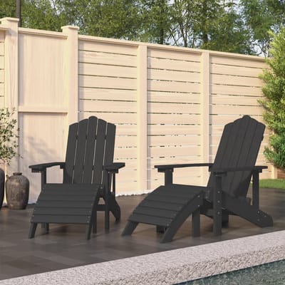 vidaXL - Tuinstoelen - 2 - st - Adirondack - met - voetensteunen - HDPE - antraciet
