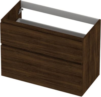 INK - Onderkast 2 Laden Greeploos met Houten Keerlijst - 900x450x520 Mm - Koper Eiken