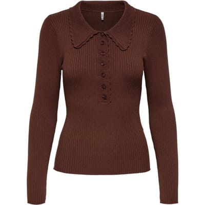 Jacqueline de Yong Trui Jdyada L/s Collar Pullover Knt 15356186 Cherry Mahogany Dames Maat - XL