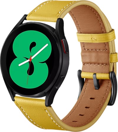 By Qubix - Geschikt voor Garmin bandje - lederen bandje - Geel - Geschikt voor Garmin Vivoactive 6 / 5 / 3 - Smartwatch bandje 20mm