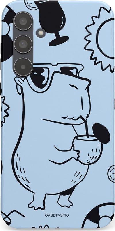 Casetastic Hoesje Geschikt voor Samsung A55 - Stijlvolle Beschermende Duo-layer Case - Capibara cocktail