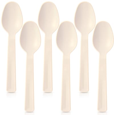 Tafellepels Plastic Crème 6 stuks - Eetlepels - Tafelbestek - Bestek - Lepels