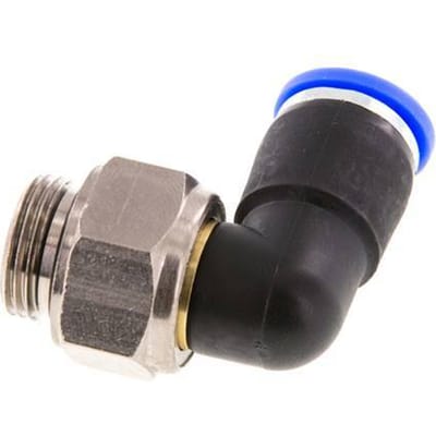 10mm & G3/8'' L-stuk Draaidoorvoer Insteek Buitendraad Vernikkeld Messing/PBT NBR
