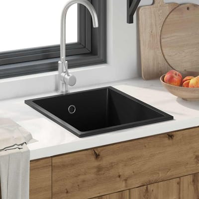 vidaXL Keukenwasbak Zwart 38 x 44 x 20 cm Graniet
