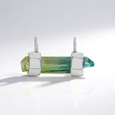 Cavill - Zilveren Hanger - 925 Sterling Zilver Geplatineerd - 6,475 ct Meer-kleurige Braziliaanse Kwarts - Elegant Fancy Geslepen