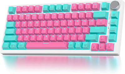 Draadloos 75% Mechanisch Gaming Toetsenbord met Draaiknop, Hot Swappable, RGB Verlichting, Bluetooth & USB-C