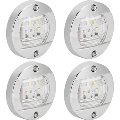 4 stuks Helder Glas LED Rond Navigatie Ster Wit Licht 12V Chroom Waterdicht voor Boot Jacht Vrachtwagens gray