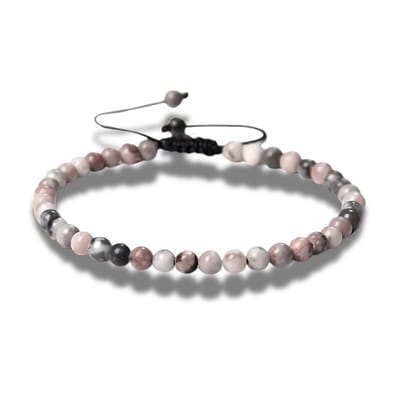 Armband - natuursteen - 4 mm - pink zebra jaspis - 16 tot circa 21 cm in lengte verstelbaar