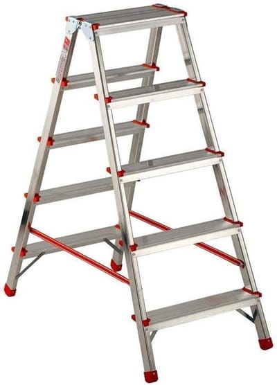 Dubbele Vouwladder - Steigerladder Klusladder - Veilig Klussen Hoge Plaatsen - Antislip Voetplaten - 150 Centimeter Maximale Hoogte - Meerkleurig