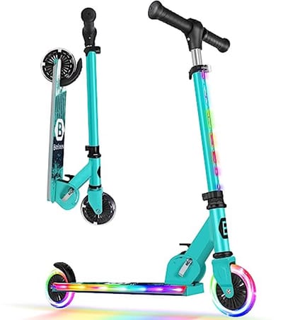 Lichtgewicht Opvouwbare Kinderscooter met Lichtgevende Wielen en Verstelbare Hoogte, Antislip Dek en Stuurpen, Geschikt voor Kinderen van 3-12 Jaar