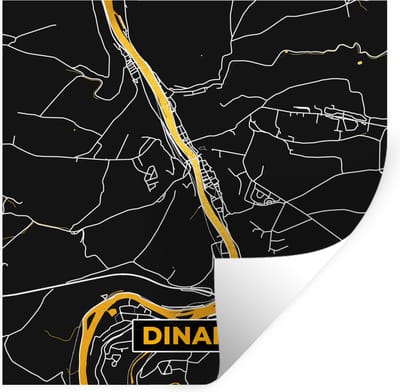 Muurstickers - Sticker Folie - Stadskaart - Dinant - Gold - Kaart - Plattegrond - 100x100 cm - Plakfolie - Muurstickers Kinderkamer - Zelfklevend Behang XXL - Zelfklevend behangpapier - Stickerfolie