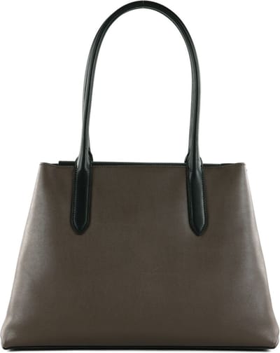 FURLA Leren Schoudertas Meridiana Tote Mogano + Nero + Brown Bruine