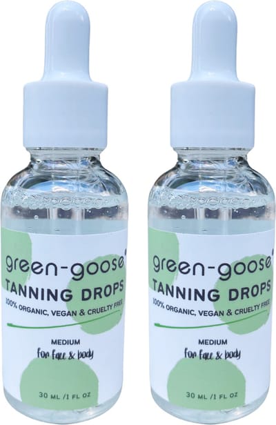 green-goose® Organic Tanning Drops - Medium - 2x30ml - Zelfbruinende Druppels - 100% Biologisch, Natuurlijk & Diervriendelijk - Organic, Vegan & Cruelty Free