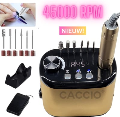 Elektrische Nagelvijl-45.000RPM-Elektrische Nagelfrees set- Goud Nagelvijl elektrisch-60W-Incl. 6nagelbitjes-6 schuurrolletjes-Manicure en Pedicure Voeten en Handen-Vijl-Acrylnagels-Gelnagels-Nepnagels-manicure pedicure set