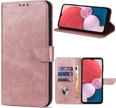 Geschikt Voor Oppo A17 Hoesje - Solidenz Bookcase A17 - Telefoonhoesje A17 - Case Met Pasjeshouder - Cover Hoes - Rosegoud