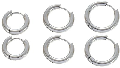 Oorbellenset - RVS - 3 paar - zilverkleurig