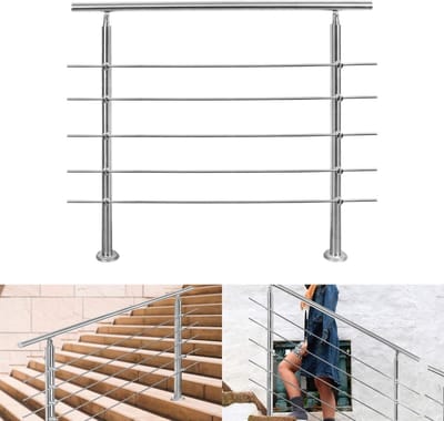 Roestvrijstalen Leuning - Trapleuning Buiten - Veilig Traplopen - Weerbestendig Materiaal - 180 cm - Zilver