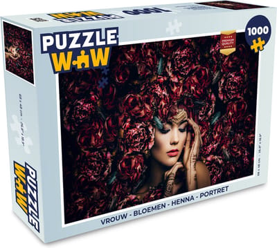 Puzzel Vrouw - Bloemen - Henna - Portret - Legpuzzel - Puzzel 1000 stukjes volwassenen