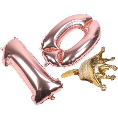 Ballons en aluminium Or rose Chiffres Couronnes Autocollants pour Décoration de Fête d'Anniversaire