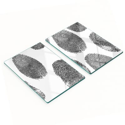 Decoratieve glazen snij- en serveerplanken met vingerafdrukpatroon, 2x40x52 cm