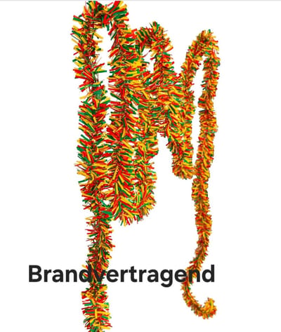 PVC Slinger Rood – Geel – Groen, Brandvertragend 5 meter, Carnaval, Themafeest, Versiering, Horeca