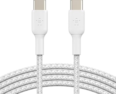 Belkin BoostCharge - Gevlochten USB-C/USB-C kabel - 1 meter - Wit - Duo pack