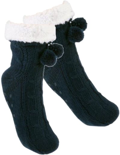 Apollo Fleece huissokken/slofsokken - kinderen - blauw - warme voering - comfortabel - gebereid