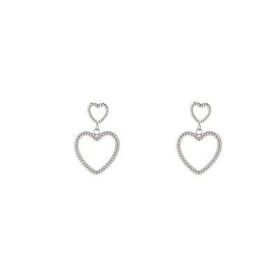 Go Dutch Label Oorknoppen Double Open Hearts Zilver
